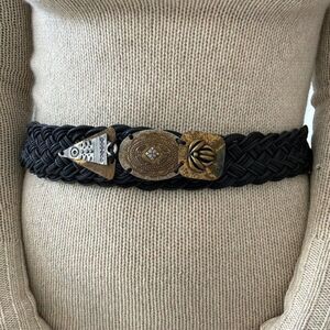 Vintage Womens Baer SF Black Braided Hippie Boho Rope Waist Belt Sz 32